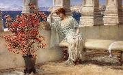 Sir Lawrence Alma-Tadema,OM.RA,RWS Her Eyes are with Her Thoughts and They are Far away Germany oil painting artist